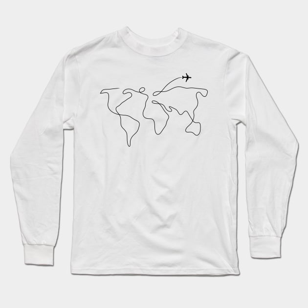 Travel plane map Long Sleeve T-Shirt by minimalismus